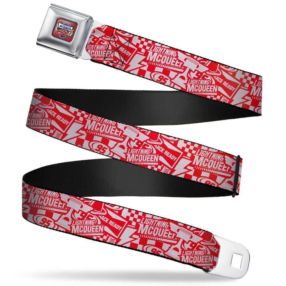 1807 Belt Seatbelt Buckle Cars 3 Lightning Mcqueen Icons Collage White Red